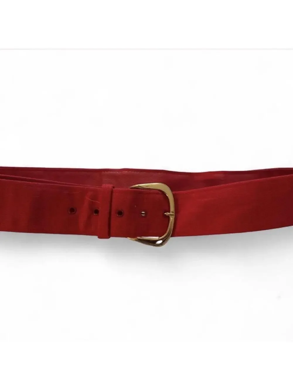 Vintage 80s/90s Wide Waist Belt red with Chunky Gold Buckle size s/m